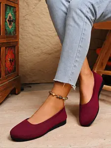 Women's Casual Breathable Hollow Out Cloth Slip On Casual Flats Shoes, Round Toe Flat Bottom Single Shoe for All Seasons, Comfortable Ladies Footwear