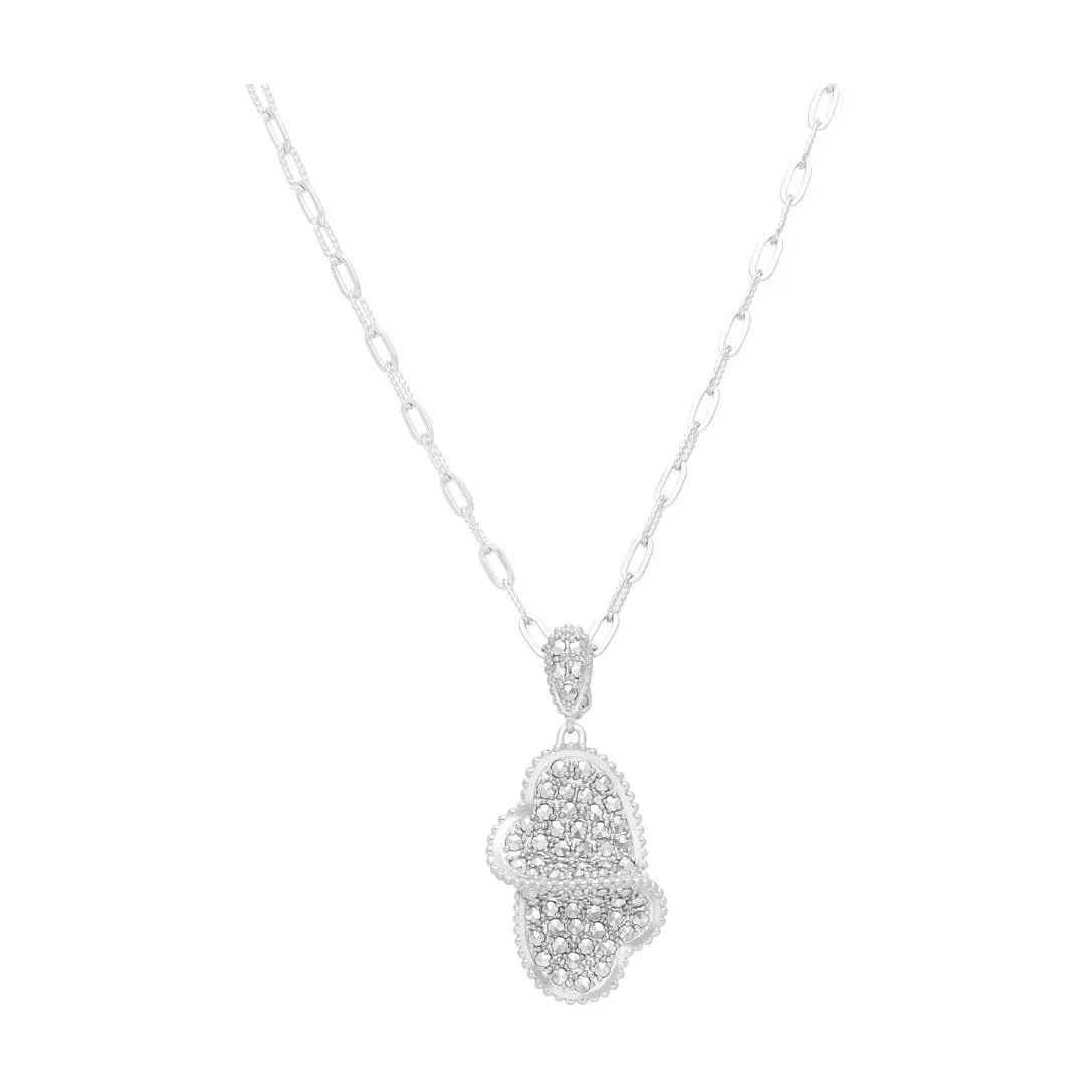 Dallas Prince Sterling Chrome Marcasite Unity Heart Necklace