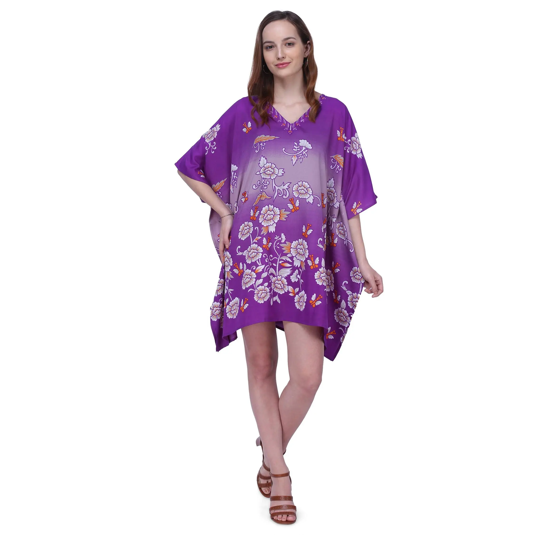 Miss Lavish London Women's Kaftan Purple, Regular to Plus Size