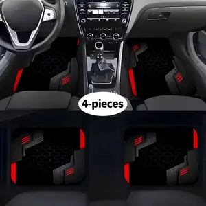4-Piece Geometric Patchwork Car Floor Mats, Car Mat Set, Car Interior Accessory, Easy Clean Fashion Interior Protection, Suitable for Cars Trucks Suvs, Polyester Fiber, Automotive Floor Mats, Interior Car Accessories