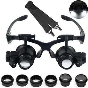 LED Head Mount Magnifier 10X 15X 20X 25X Hands-Free Magnifying Glass Headband Magnifier Visor with Light for Close Work,Jewelry,Craft,Watch,Hobby and Reading Lens AdjustableFFSummitSupply7