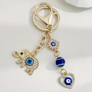 Men's Evil Eye Keychain & Bag Charm, Luxury Crystal Blue Pendant, Zinc Alloy, Rust-Proof, Stylish Protection, Bling Bling Keychains, Trendy Cute Keychain, Keychain For Bags