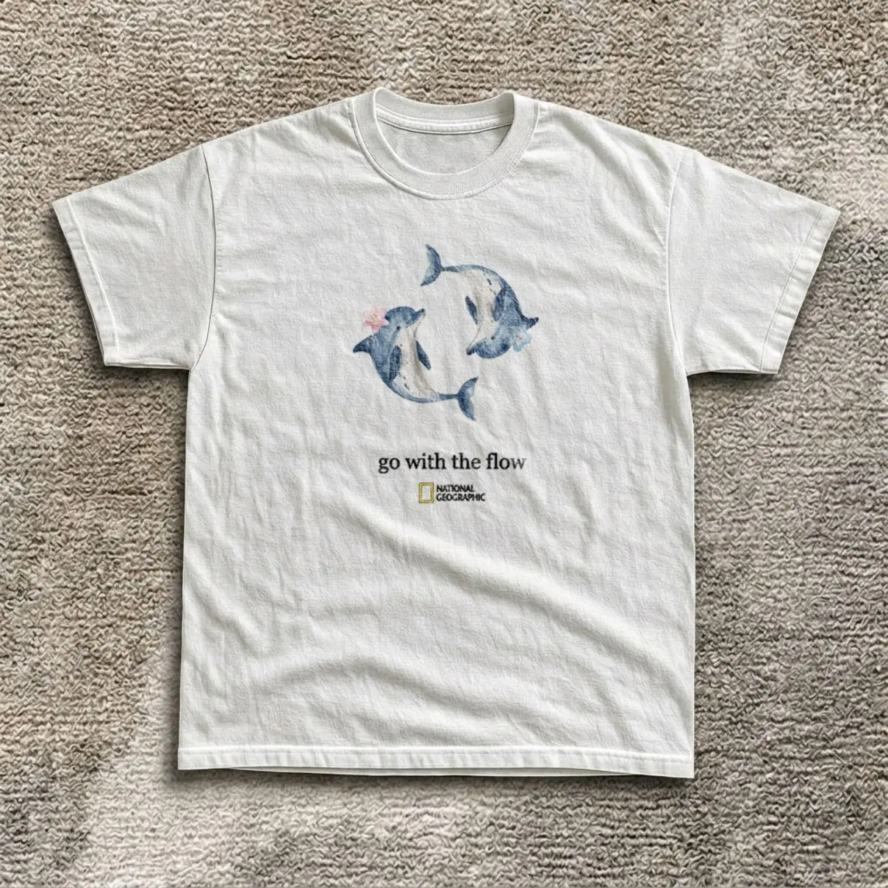 Go With The Flow Dolphin T-Shirt – Y2K Vintage Cartoon Aesthetic Top
