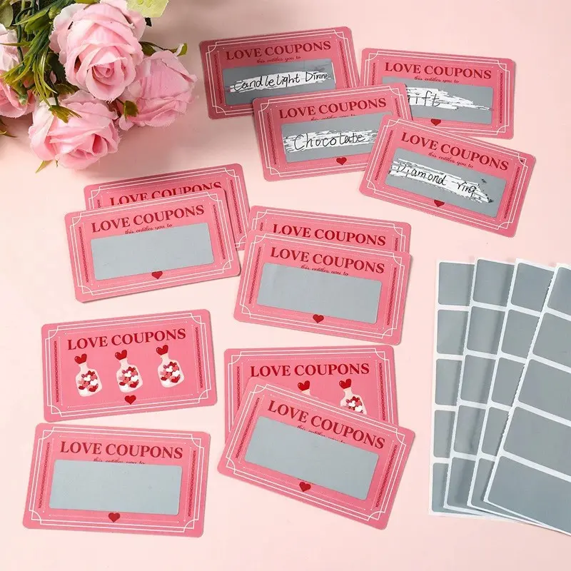 20 counts Scratch Off Love Coupon, DIY Valentine's Day Personalized Love Coupon, DIY Craft Romantic Scratch Off Date Ideas for Couples, Night Cards, DIY Card Set, Wife, Husband Couple Gift Night, Weddings Anniversaries, Sweet Memories