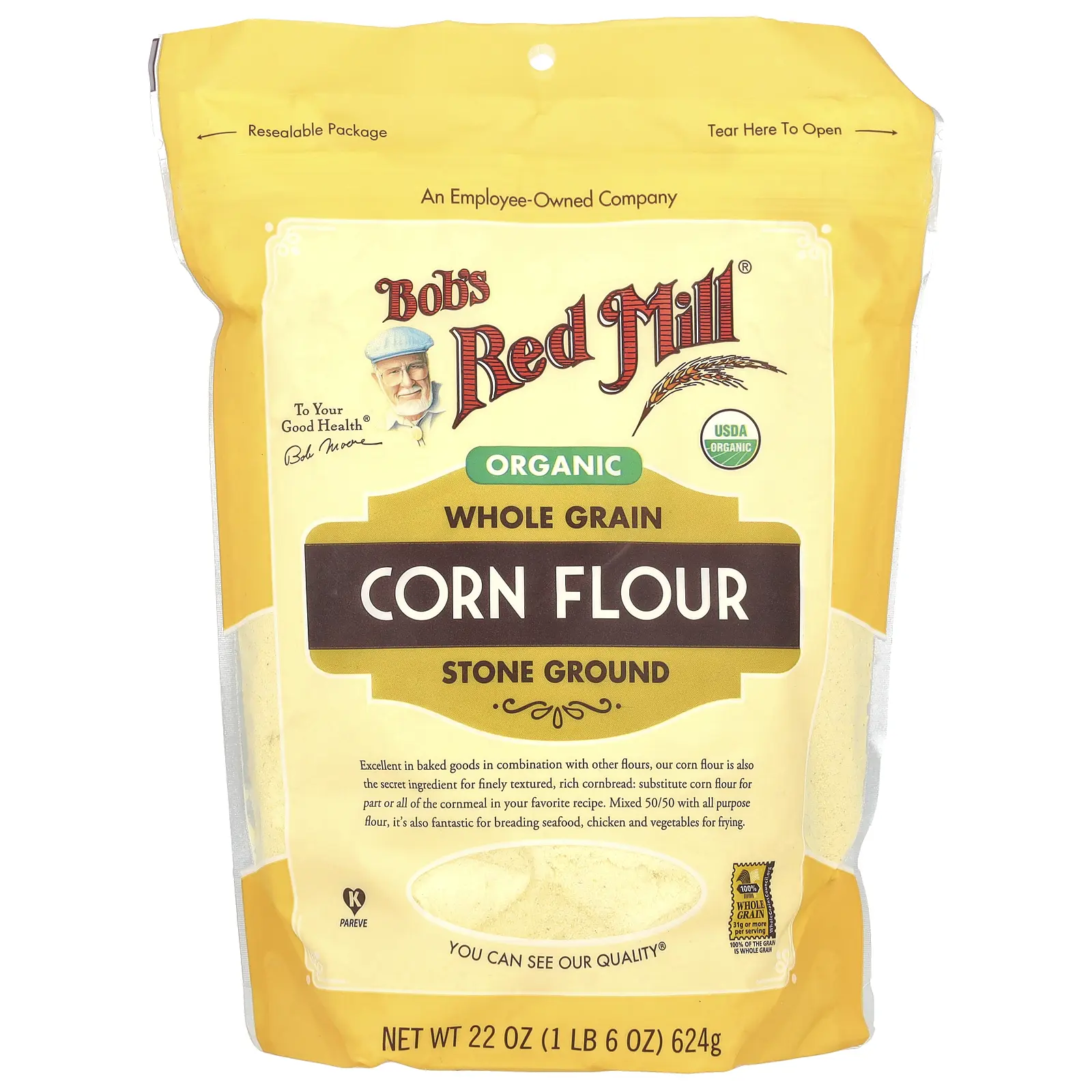 Bob's Red Mill Organic Whole Grain Corn Flour, 22 oz (624 g)