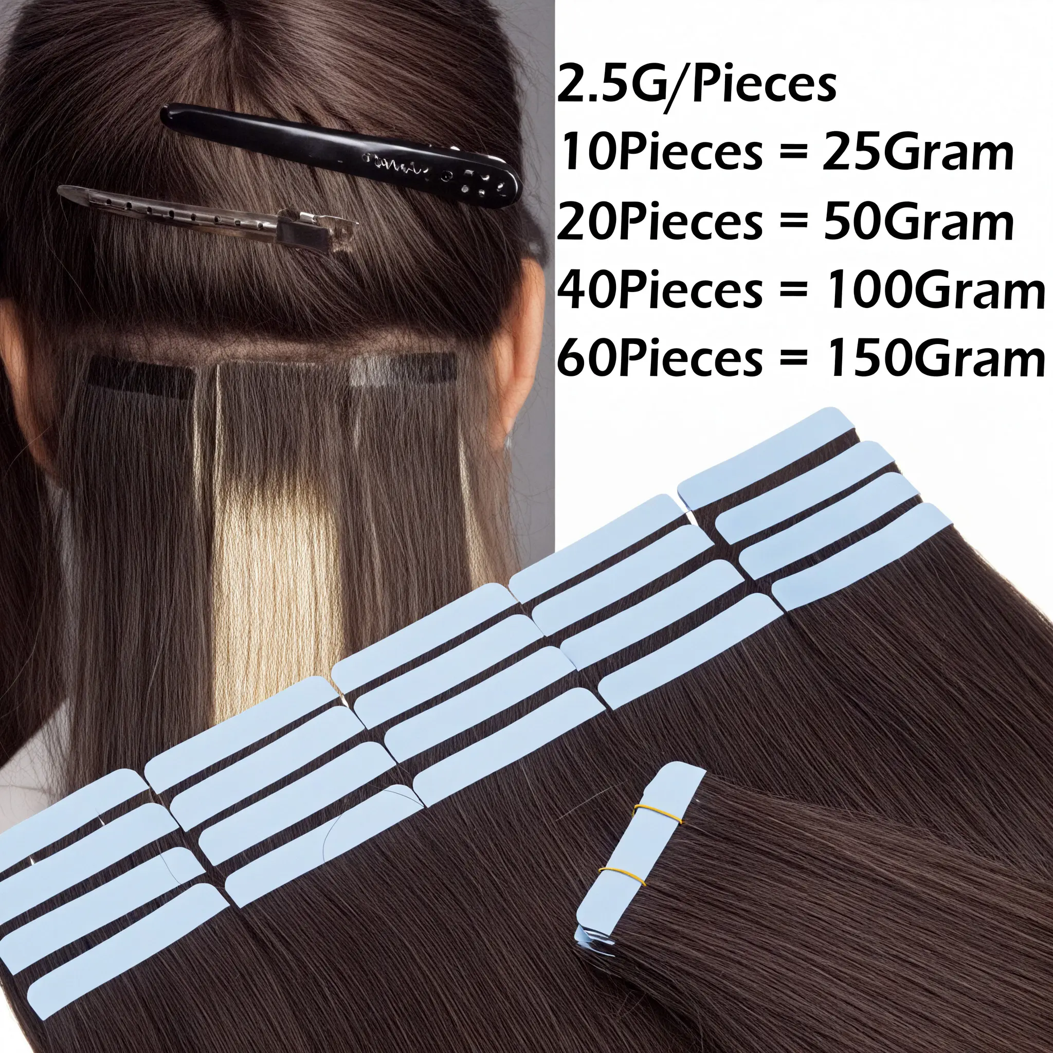 PROKYVITY 100G Tape in Hair Extensions 100% Human Hair 