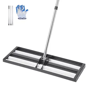 VEVOR Updated Lawn Leveling Rake with Roller, 30" x 10" Stainless Steel Lawn Leveler with 83.9" Adjustable Handle, Heavy Duty Yard Leveling Rake, Effort Saving Lawn Leveling Tool for Yard Golf Court