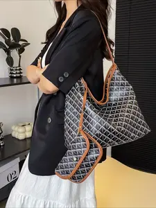 Trendy Vintage Versatile New Fashion Underarm Bag with Zipper, PU Tote Satchel, Mother Shopping Bag Handbag Shoulder Bag, Stylish and Practical