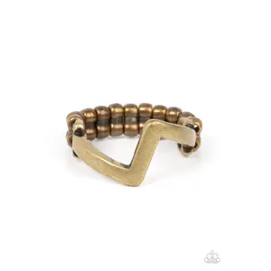 Global Shock - Brass Zig Zag Ring - Paparazzi