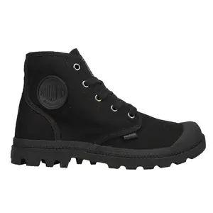 Palladium Womens Pampa Hi Round Toe Lace Up Casual Boots Ankle Low Heel 1-2" - Black