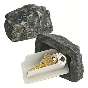 Outdoor Courtyard Hidden Key Box, Resin Faux Stone Key Storage, Secure Key Holder for Home Entrance, Durable and Discreet Design