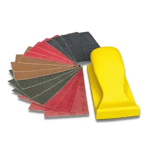 - 16 pc Hand Sanding Kit, Sander Block, with Durable Mesh & Soft Handle, Includes 3 Sheets Each of 80, 120, 240, 320 and 600 Grit Sandpaper. Fully Reusable & Washable for Crafts & DIY