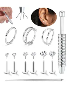 Fansilver 18g 16g Flat Back Stud Earrings for Women, 316L Surgical Steel Cartilage Hoop, Internal Thread Cz Stud, Hypoallergenic