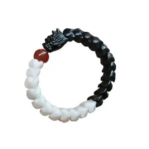 Yin And Yang Together Dragon Play Beads Keel Bone Bracelet Natural Hetian  Jade Men's And Women's Birthday Gift Bracelet