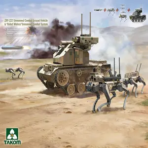 Takom 2223 1/35 Scale Zry-222 Unmanned Combat Ground Vehicle Model, Detailed Robot Wolves System Military Collectible Toy