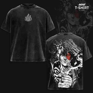 Zuko Avatar The Last Airbender Vintage Washed T-Shirt, Relaxed Fit, Heavyweight Cotton, Unisex Streetwear Casual Wear, Firebender Graphic Tee, Gift for Anime Fans