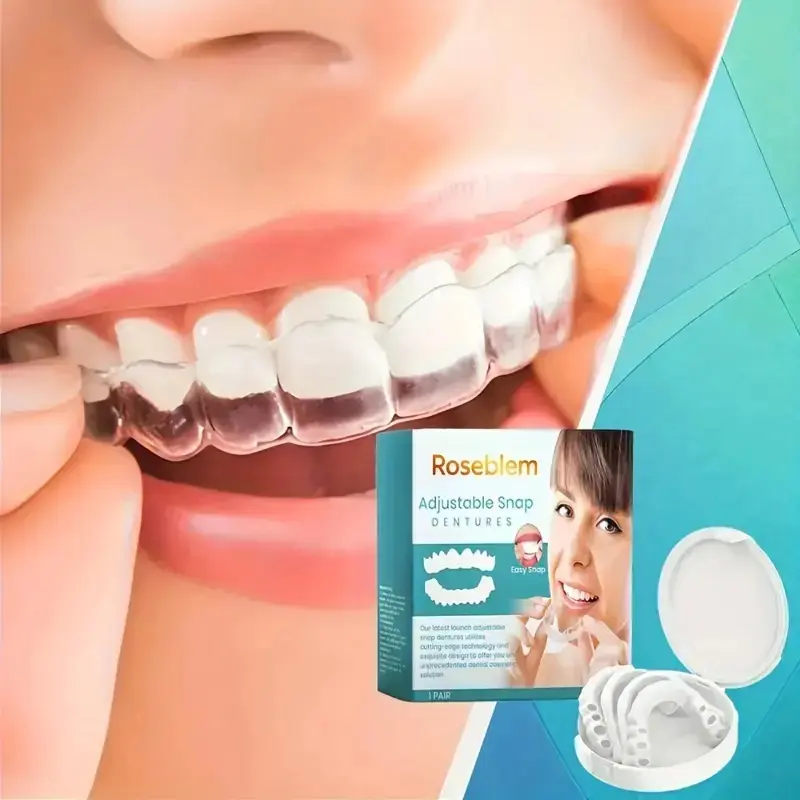 Instant Teeth Whitening White Teeth at Home Teeth Whitening Hack Remove Teeth Stains Adjustable Upper And Lower Braces That Are Soft And Comfortable, Flexible White Braces That Are Easy to Apply And, Snap-On Dentures for Both Upper And Lowe, Oral, Plastic