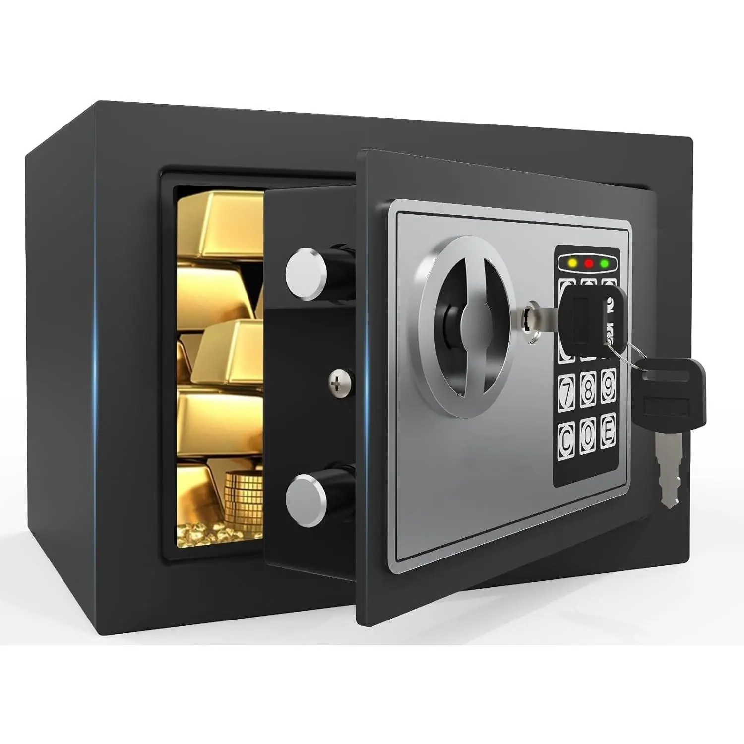 Small Safe Box for  with Code and ,Solid Mini Safe for  with Digital   Keypad for  Office Hotel,Personal  Safes for ,0.236 Cuft (Black)