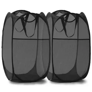 LMMAKE Mesh Pop Up Laundry Hamper with Durable Handles Portable Collapsible Clothes Baskets for Dorm Bathroom Travel Space Saving Design Side Pocket Breathable Durable Mesh Multi Functional Pet Friendly