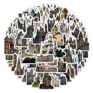 60 European-style architectural graffiti stickers castle city creative decoration notebook stationery handbook DIY stickers