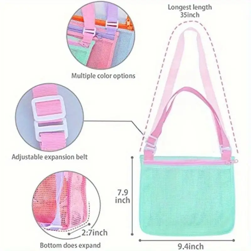 Beach Toy Mesh Beach Bag Kids Shell Collecting Bag Beach Sand Toy Seashell Bag for Holding Shells Beach Toys Sand Toys Swimming Accessories for Boys and Girls(Only Bags)