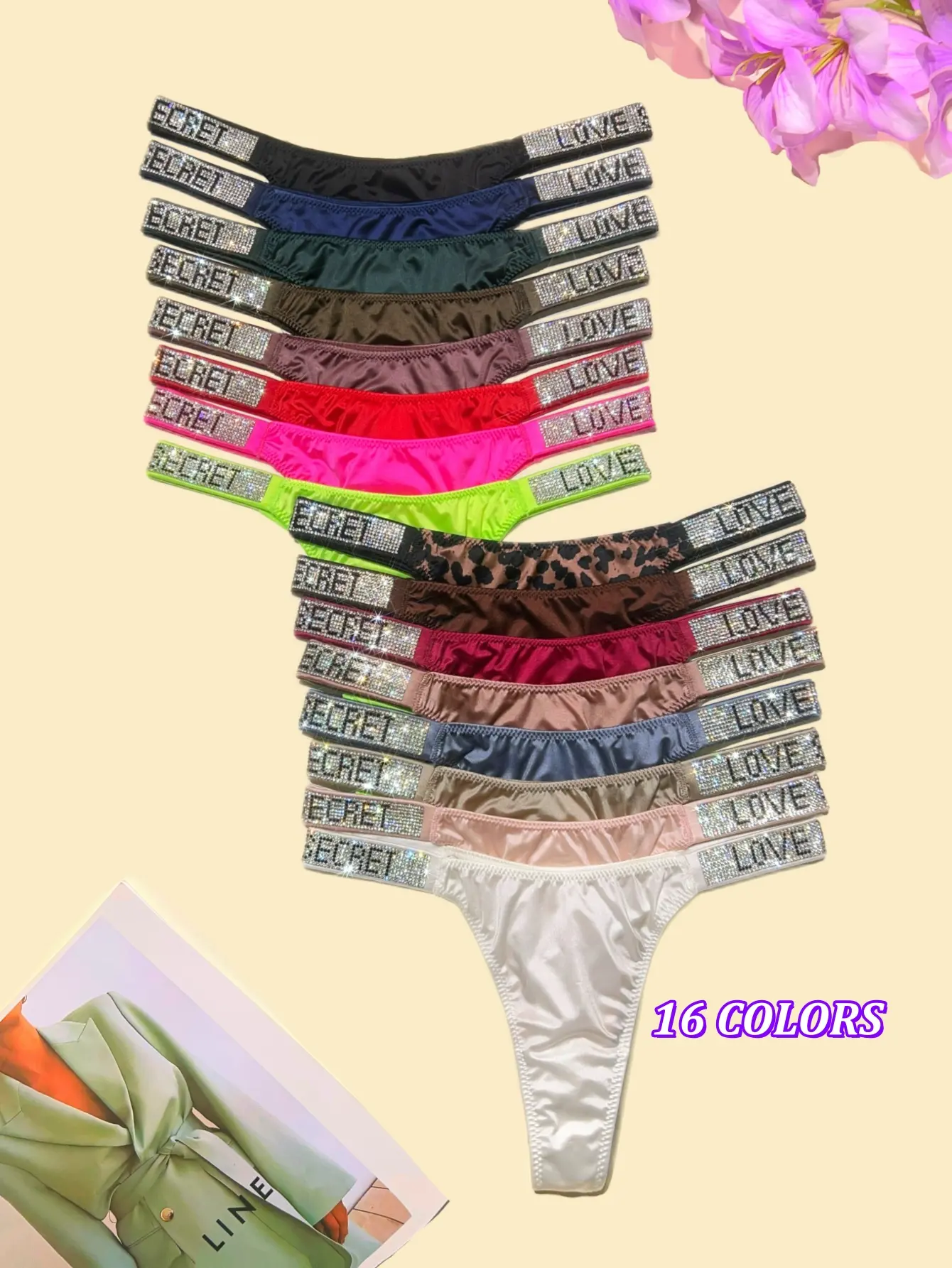 LOVE SECRET Design 3-6 PACKS Sparkling A+ class rhinestone thongs /T-back/ briefs (2 style)  to choose , Nylon+Spandex+Cotton, high quality, comfortable and fresh underwear,panties,suitable for daily life, sports, four-season multi-pack fashion Womenswear