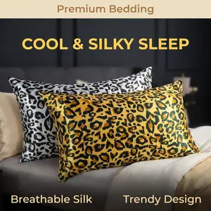 [Summer Vibes] NTBAY 2-Pack Luxurious Satin Printed Pillowcases - Silky Soft & Frictionless Bed Pillow Covers, European Animal Pattern Skin-Friendly Bedding for Hair and Skin, Set of 2