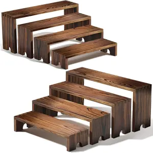 Paper Cup Cake Display Rack, Wooden Tiered Risers for Vendor Events, Stackable Wood Cupcake Stand, Farmhouse Decor Food Display for Parties