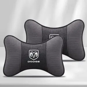 Corduroy Leather Car Headrest Neck Support, Seat Pillow for Dodge Challenger, Charger, Journey, RAM, Durango, Srt, Dart, Avenger