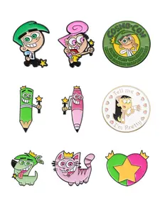 9-Piece Cute Cartoon Badge Set, Retro Style Family Designs with Pencil Animal Characters, Perfect for Handbooks and Backpack Decorations, Fashion Accessory, Charms, Pin