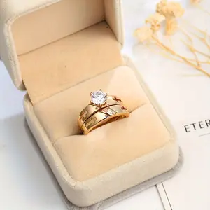2025 New 2pcs Luxury Geometric Elegant Cross Couples Ring for Women Wedding Men Engagement Party Jewelry Accessories