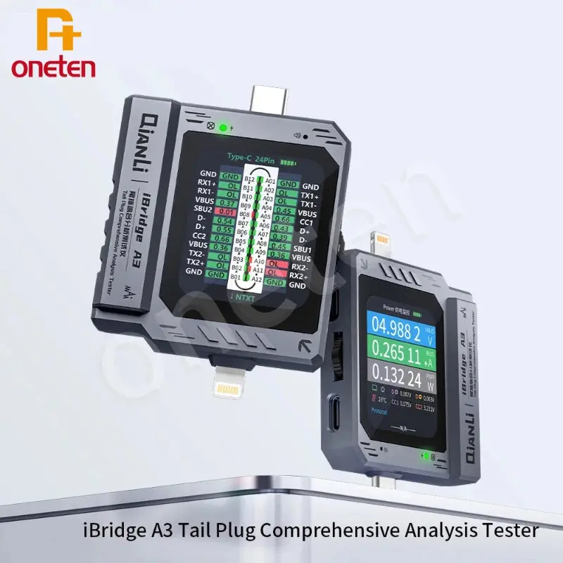 QIANLI IBridge A3 Mobile Phone Tail Plug Detector Support Lightning and Type-C Interface Devices for IPhone HUAWEI Samsung XM