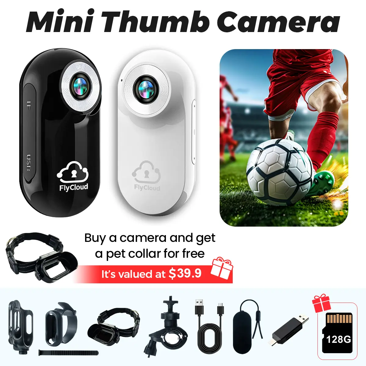 [flycloud A100] 128GB 1080P HD Ultra Small Mini Camera Magnetic Portable Thumb Recorder Rechargeable long Battery TF Card Back Clip Cap Clip Bike Mount for Hands-Free POV Vlog Cycling Hiking Pet family Sports camera, Digital Camera, Tech Gadgets