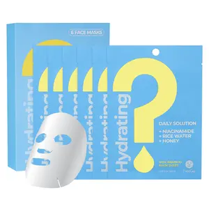 FreeGo Hydrating Daily Solution Niacinamide Rice Water Honey Facial Mask Sheet 6 Masks with Hyaluronic Acid & Aloe for Dewy Skin Care