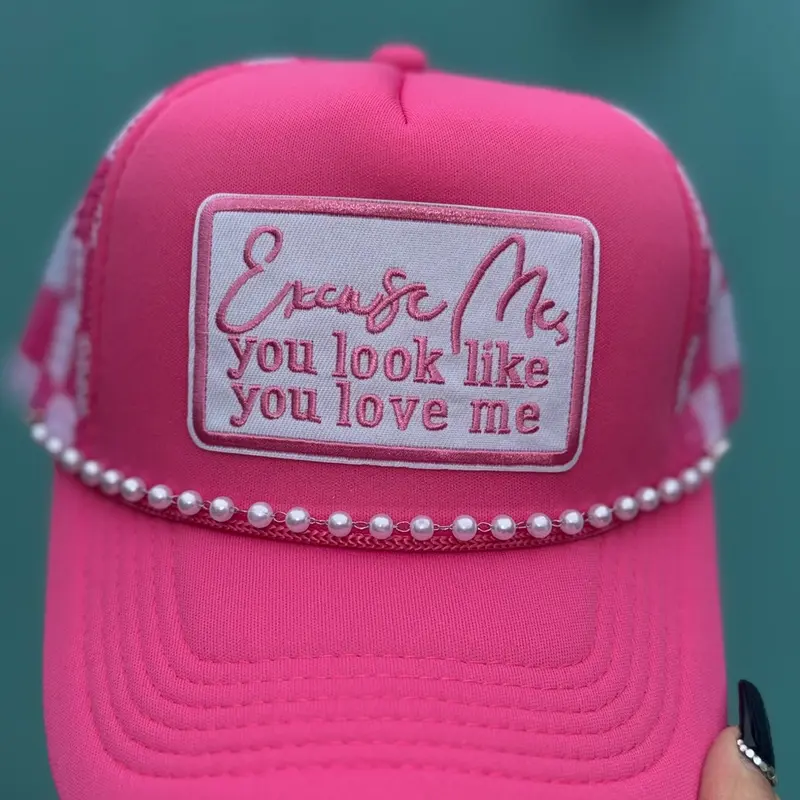 You Look Like You Love Me Trucker Hat with Pearl Chain for Women