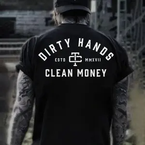 Dirty Hands Clean Money Graphic Tee Blue Collar Workwear Shirt for Men Hustle Grind Apparel Mechanic Laborer Fashion 2025 Gift Idea Grunt Style Christian Outfit Graphic Apparel Cotton Tshirt