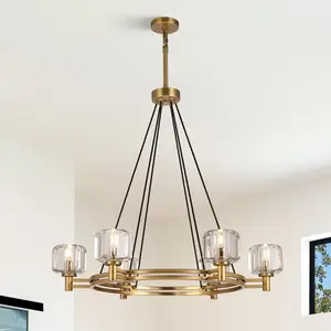 Round Crystal Chandelier, 36" Extra Large Farmhouse Chandeliers For Dining Room,living Room Bedroom Kitchen Island
