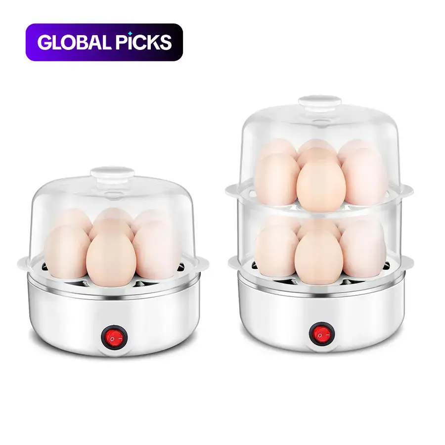 7-in-1 Electric Egg Cooker, Egg Steamer, Egg Boiler Machine, Hard/Soft Boiled Egg Maker for 1-14 Eggs, Steaming Vegetables & Dumplings, with Egg Piercer, Compact Portable Egg Boiler for Kitchen, Removable Tray, with Measuring Cup, BPA-Free #GLOBAL PICKS