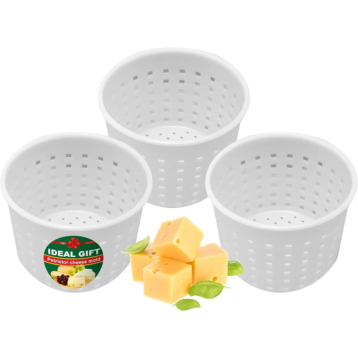 3 pcs Small Cheese Mold for Cheese Making 1/3 qt - Soft Cheese Molds - Homemade Cheese Making Supplies - Cream Cheese Form Mold - Moldes Para Queso Fresco Casero - Feta Ricotta Cheese Making