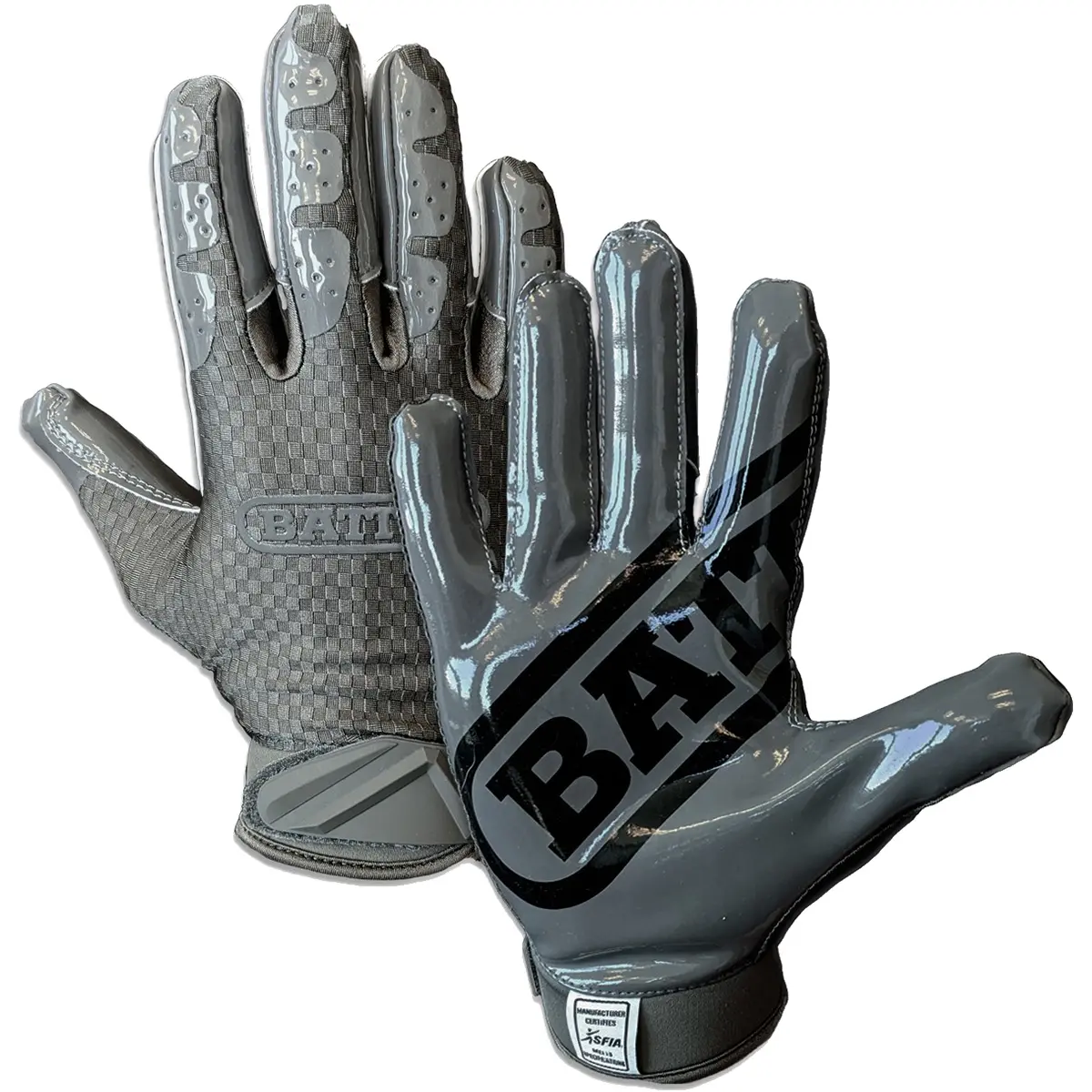 Battle Sports Adult TripleThreat UltraTack Football Gloves - Charcoal, Football Equipment
