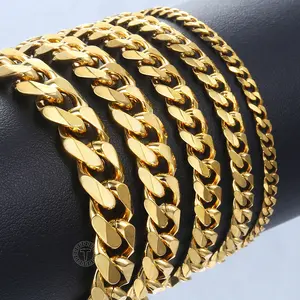 3/5/7/9/11mm Mens Womens Bracelet Curb Cuban Link Chain Stainless Steel Chains Jewelry for Men Women Fashion Gifts 7-11inch