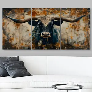 3 Pieces Highland Cow Frame Wall Art Wildlife Picture Longhorn Cow Photo Canvas Print Poster Artwork Home Farmhouse Living Room Bedroom Decoration