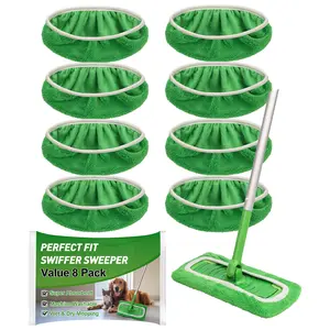 8Pcs Microfiber Mop Pads Compatible with Swiffer Sweeper Mop Wet and Dry Flat mop Cover Replacement Reusable Sweeping Mopping pad Refills for Hardwood