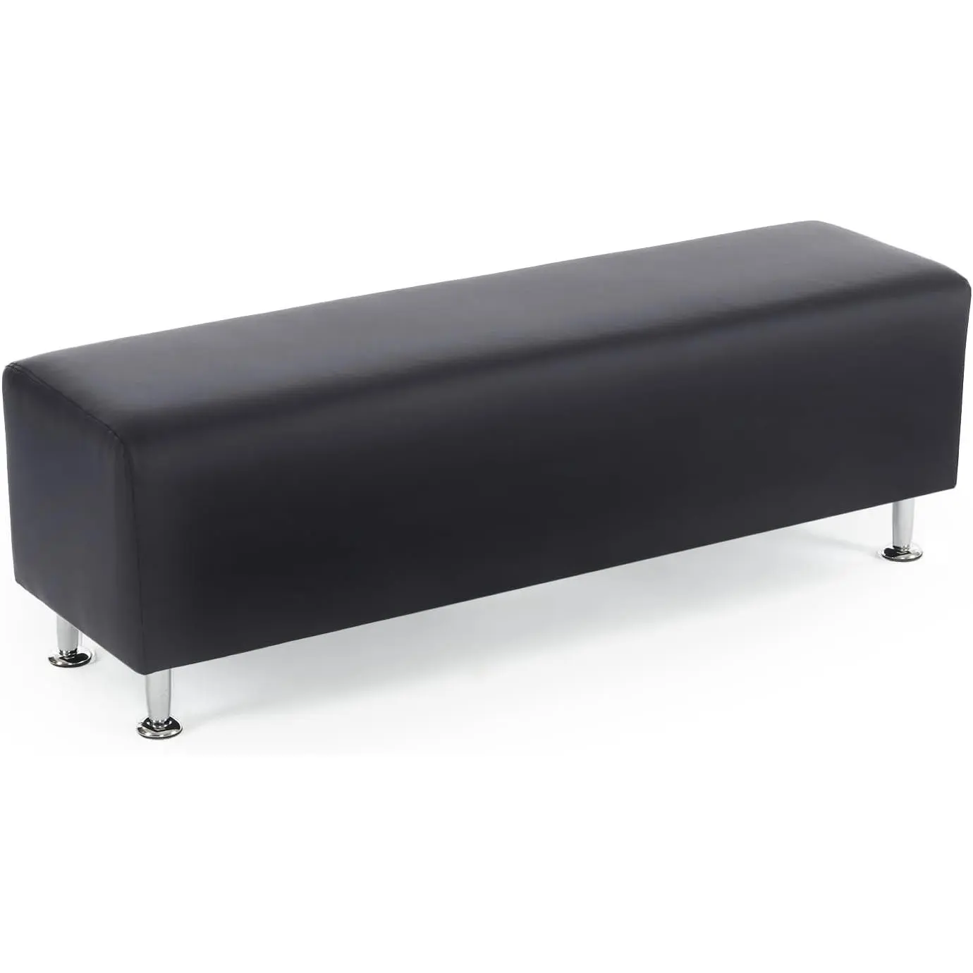 OmySalon Faux Leather Waiting Room Bench with Protective Rubber Pads, 53.9in Stainless Steel Legs, Commercial Seating for Beauty Salon, Office Reception Lobby