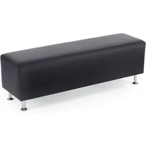 OmySalon Faux Leather Waiting Room Bench with Protective Rubber Pads, 53.9in Stainless Steel Legs Commercial Seating for Beauty Salon, Office Reception Lobby Small Space