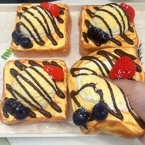 (1pc) Jumbo Dessert Toast Squishy – Realistic Ice Cream Toast Slow Rise Sensory Toy, Cute ASMR Food Squish, Soft Kawaii Stress Relief Fidget Toy for Kids & Adults
