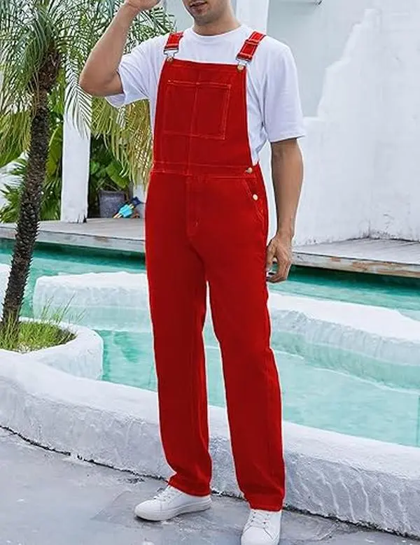 OPDNBON Overalls for Men Fashion Coveralls Work Utility Denim Women Bib Jumpsuit with Pockets sailors dungarees Menswear Formal