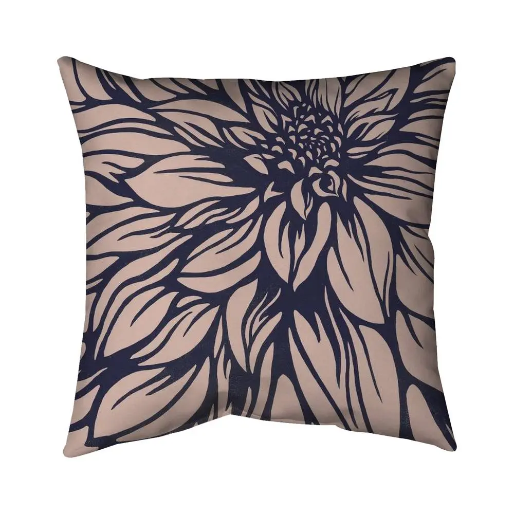 360 stand 16x16 in. Dahlia Flower Pillow - Botanical Illustrative Cushion Accent Piece, Textiles & Soft Furnishings Bedding Linens Home Decor Item (Model 5541-1616-FL122-1), Floral Standard Pillows, Illustrated Standard Pillows