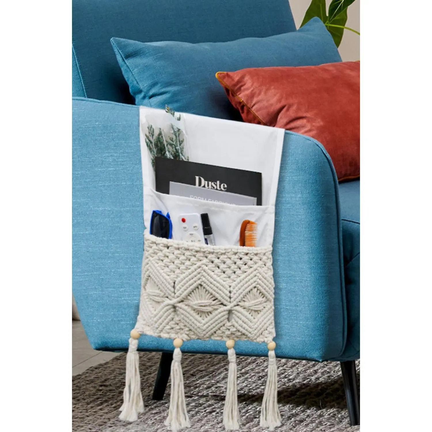 Macrame Sofa Armrest Magazine Holder