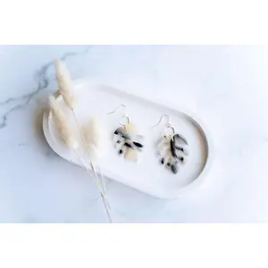 Clay earring | tortoise shell monsteras